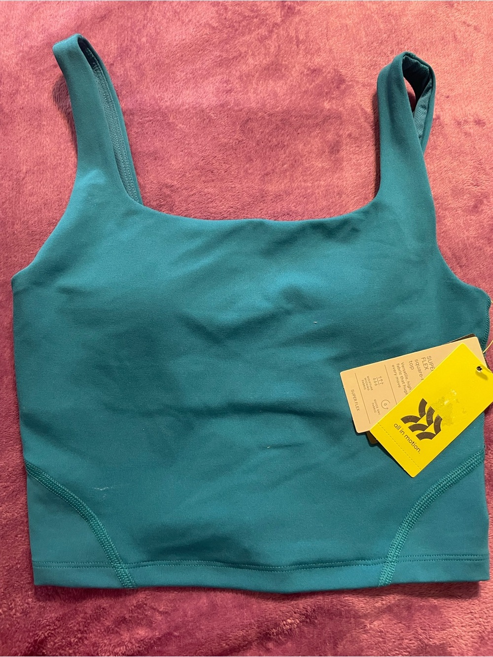 all in motion Teal Square-Neck Crop Sports Bra